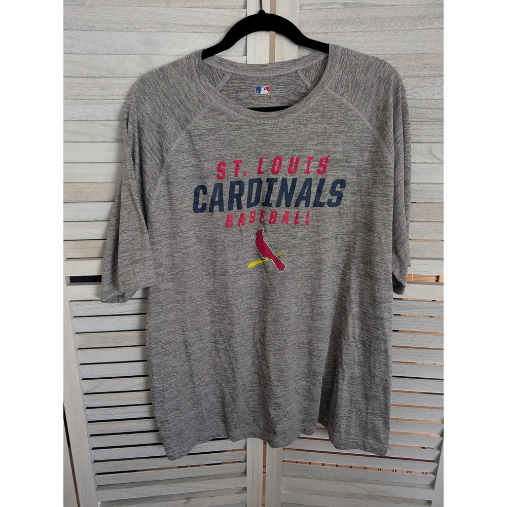 MLB St Louis Cardinals Baseball T Shirt Mens XXL Gray Heather Space Dye Tee
